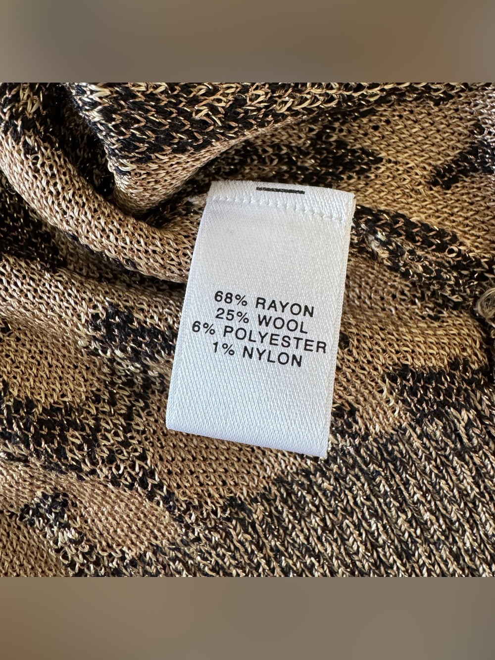St. John Metallic Leopard Print Wool Blend Knit Top - Size M - Picture 4 of 10